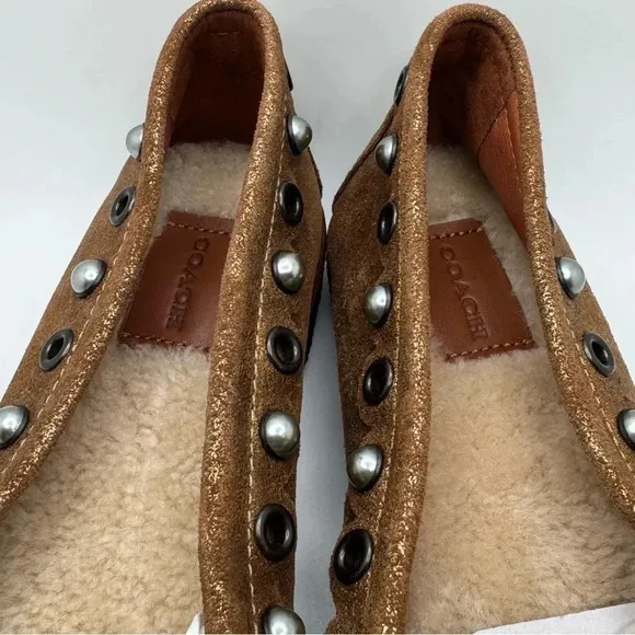 Coach Metallic Gold Rexy Roccasin Slip On Flats Size 7