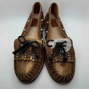 Coach Metallic Gold Rexy Roccasin Slip On Flats Size 7