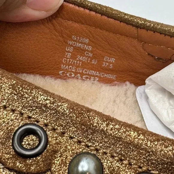 Coach Metallic Gold Rexy Roccasin Slip On Flats Size 7