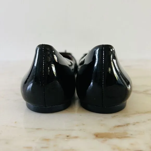COACH Oswald Black Patent Leather Ballerina Flats Metal Buckle Accent - US 6.5