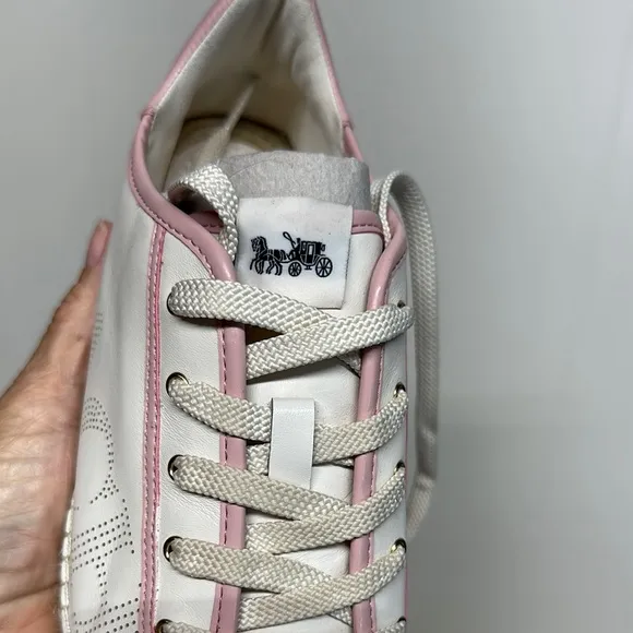 Coach Pink and White Leather Sneakers Never Wore (see photos)