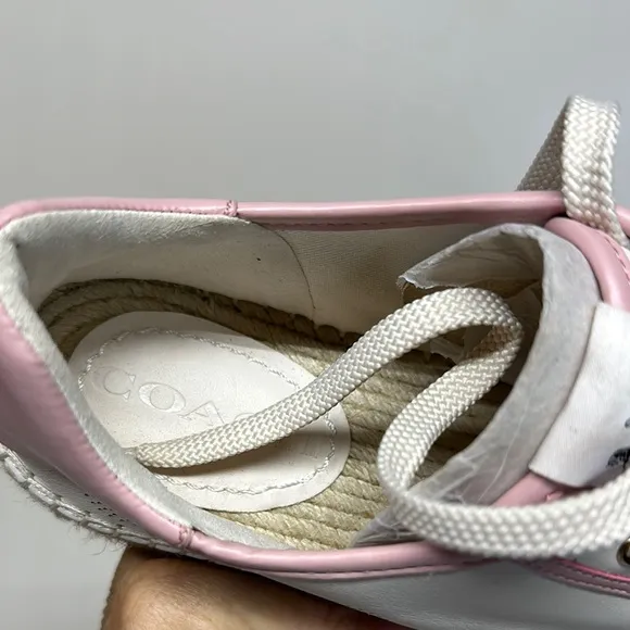 Coach Pink and White Leather Sneakers Never Wore (see photos)