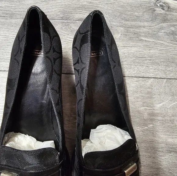 Coach Signature Logo Jamie Loafer Block Heel Womens Black Size 7.5 Vintage