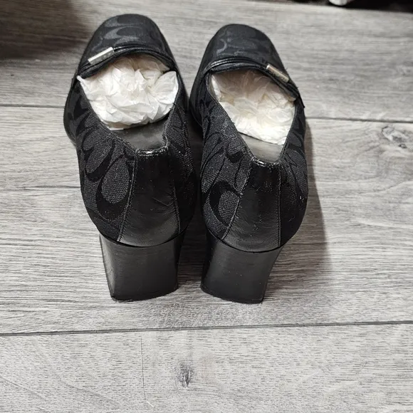 Coach Signature Logo Jamie Loafer Block Heel Womens Black Size 7.5 Vintage