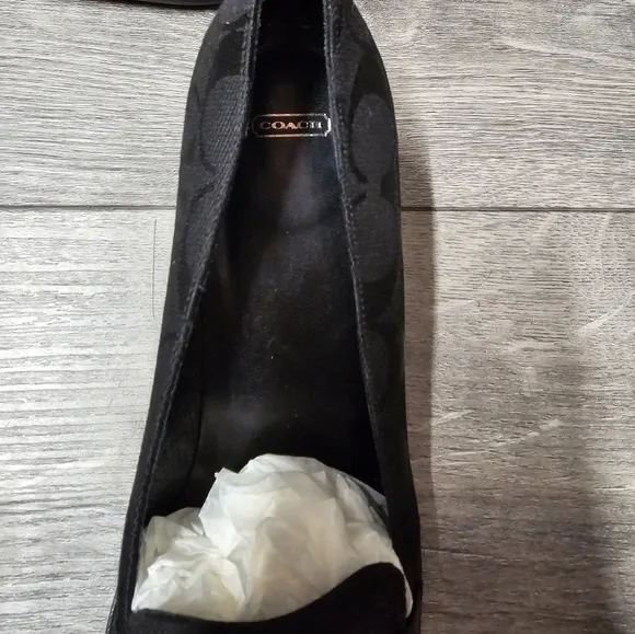 Coach Signature Logo Jamie Loafer Block Heel Womens Black Size 7.5 Vintage