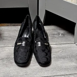 Coach Signature Logo Jamie Loafer Block Heel Womens Black Size 7.5 Vintage