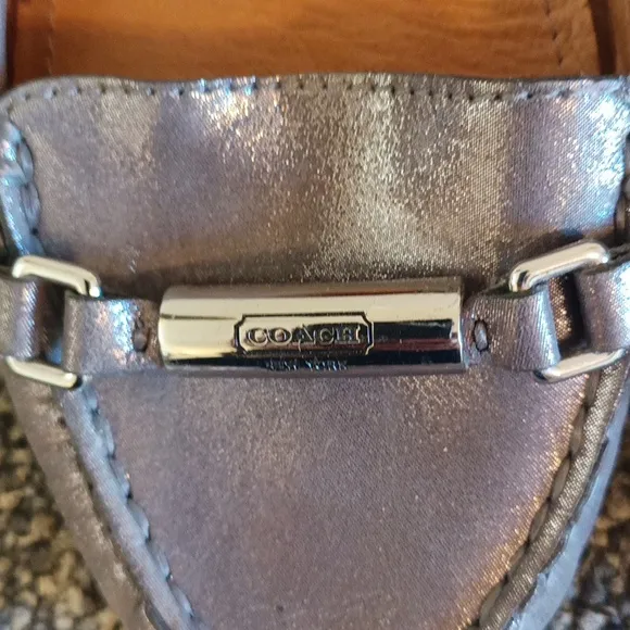 Coach silver metallic Olive loafers size 8.5 B