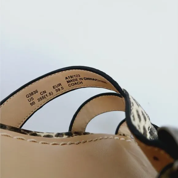 Coach SZ 9 Kennedy Leather Snakeskin Slide Sandals Adjustable Brown C3836