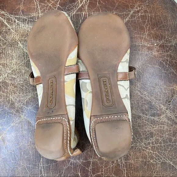 COACH vintage signature Joy cognac ballerina flats 7.5