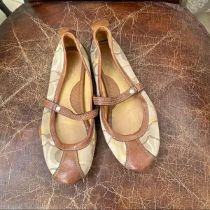 COACH vintage signature Joy cognac ballerina flats 7.5