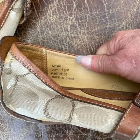 COACH vintage signature Joy cognac ballerina flats 7.5