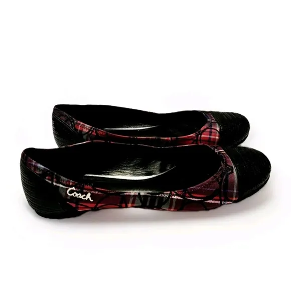 Coach Wn'S Plaid Mutlicolor Sequin Accent Ballet Flats Sz 8B Slip On Shoes A2788
