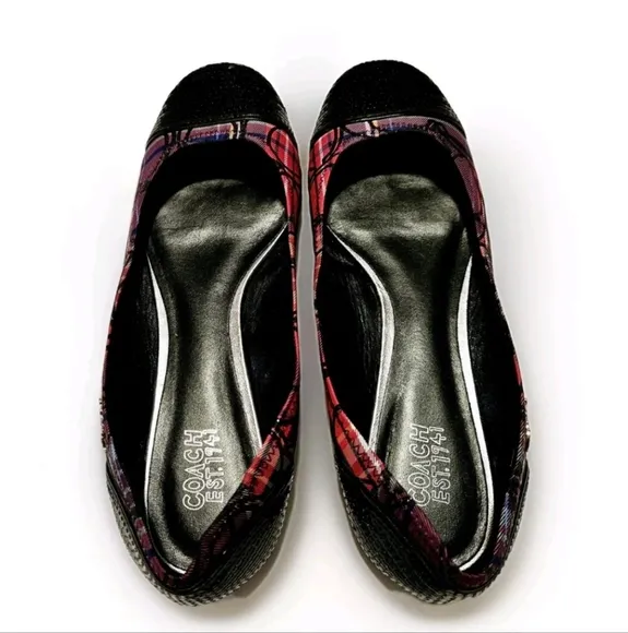 Coach Wn'S Plaid Mutlicolor Sequin Accent Ballet Flats Sz 8B Slip On Shoes A2788