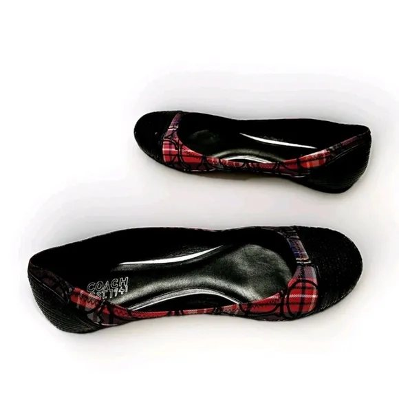 Coach Wn'S Plaid Mutlicolor Sequin Accent Ballet Flats Sz 8B Slip On Shoes A2788