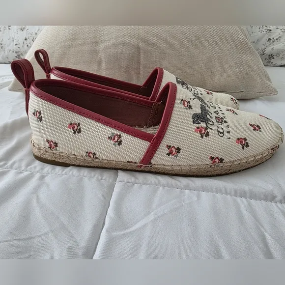 Coach Womens Chalk Floral Bloom and Iconic Logo Espadrille Size 8