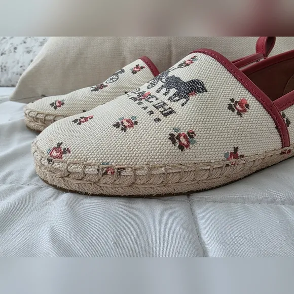 Coach Womens Chalk Floral Bloom and Iconic Logo Espadrille Size 8