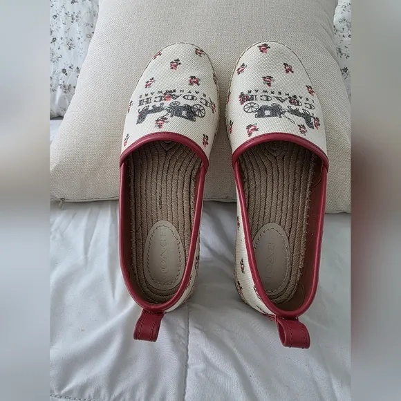Coach Womens Chalk Floral Bloom and Iconic Logo Espadrille Size 8