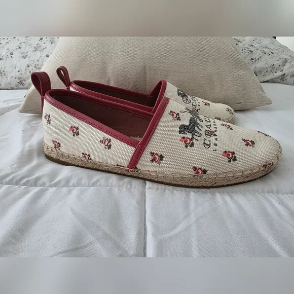 Coach Womens Chalk Floral Bloom and Iconic Logo Espadrille Size 8
