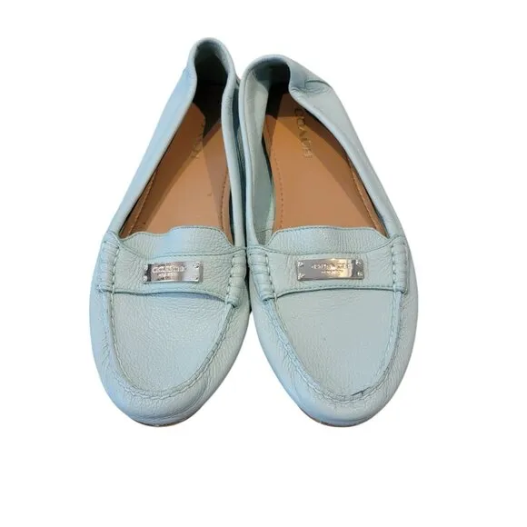 Coach Women’s Fredrica Pebble Green Leather Muted Pistachio Loafers