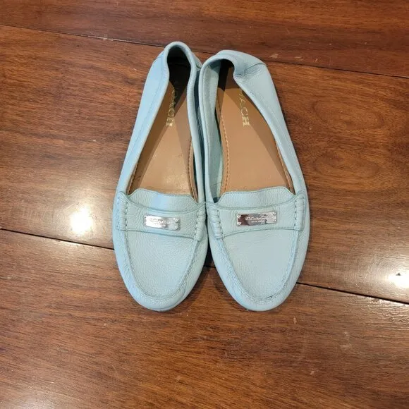 Coach Women’s Fredrica Pebble Green Leather Muted Pistachio Loafers