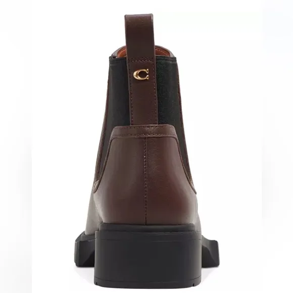 COACHWomen's Lenora Pull On Lug Sole Chelsea Booties size 8 NEW   Maple Leather