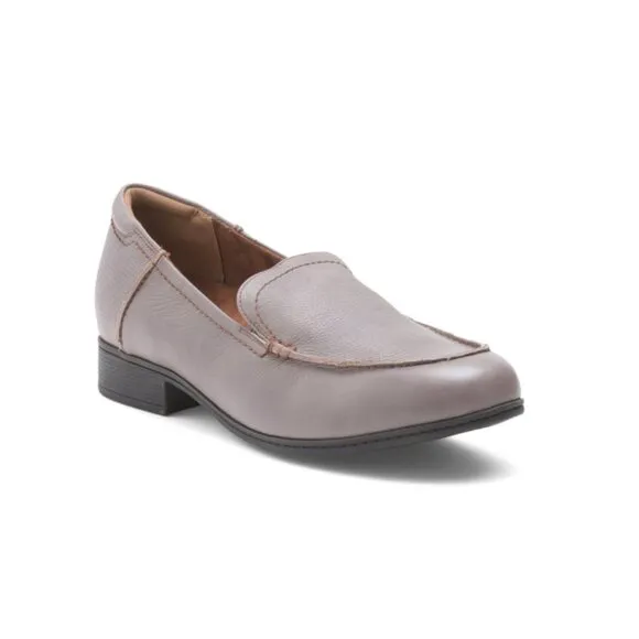 COBB HILL ROCKPORT Grey Leather Crosbie Moc Comfort Loafers