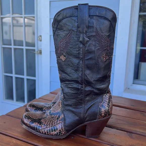 Cobra Skin - Pig Leather Cross Women’s Boots Size:8