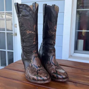 Cobra Skin - Pig Leather Cross Women’s Boots Size:8