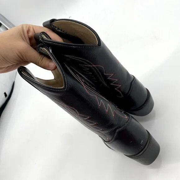 Cody James Kids Black &amp; Red Leather Cowboy Boots 1D