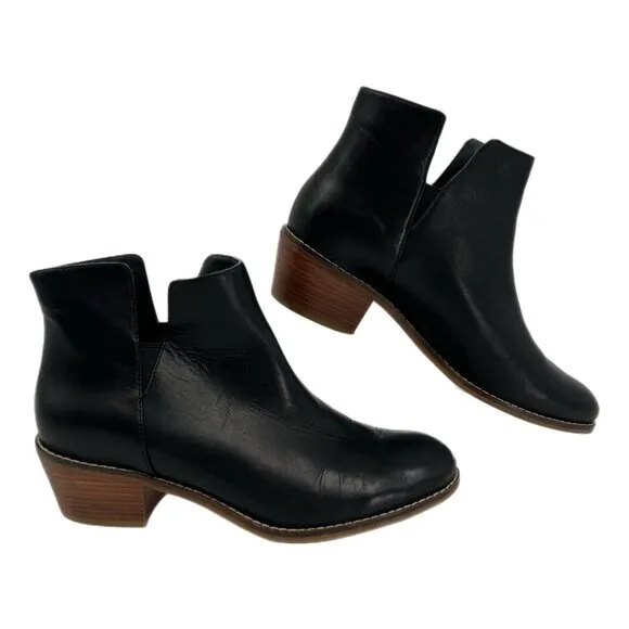 Cole Haan Black Pull-On Leather Ankle Boots | Size 7