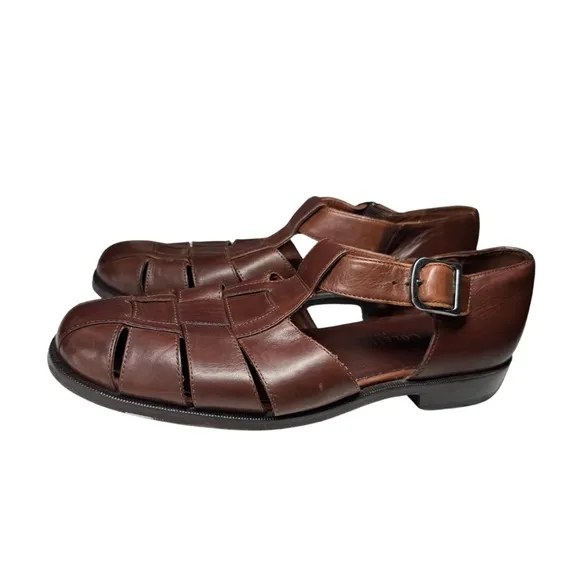 Cole Haan Brown Leather Fisherman Sandals 8.5 brown summer vacation resort