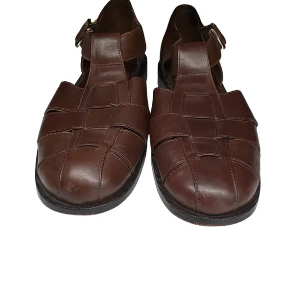 Cole Haan Brown Leather Fisherman Sandals 8.5 brown summer vacation resort