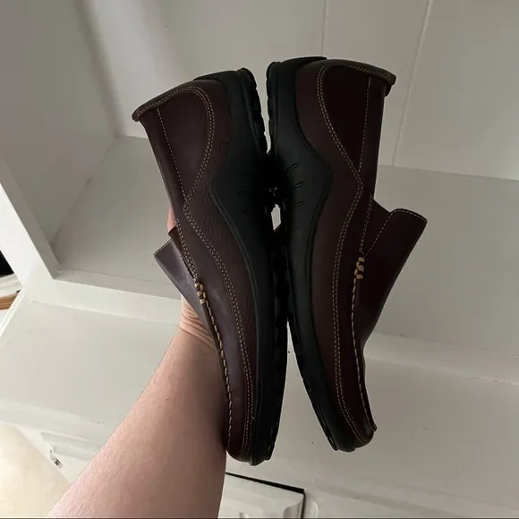 Cole Haan Brown Leather Square Toe Tucker Venetian Loafers