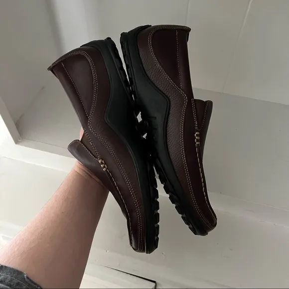 Cole Haan Brown Leather Square Toe Tucker Venetian Loafers