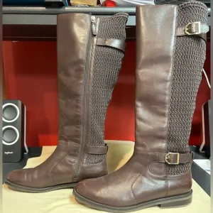 Cole Haan Chesley Dark Brown Leather Knee High 1” Heel Boots Women’s Size 10B