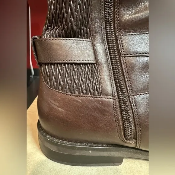Cole Haan Chesley Dark Brown Leather Knee High 1” Heel Boots Women’s Size 10B
