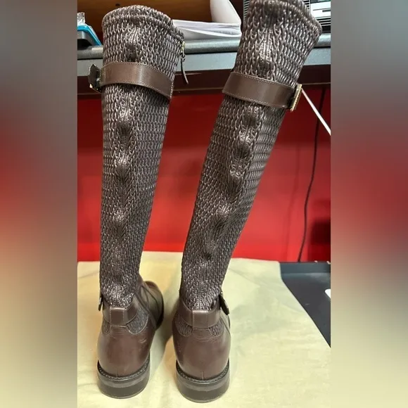 Cole Haan Chesley Dark Brown Leather Knee High 1” Heel Boots Women’s Size 10B