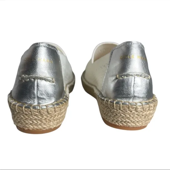 Cole Haan cloudfeel Women's White knit Metallic Espadrilles size 8 New