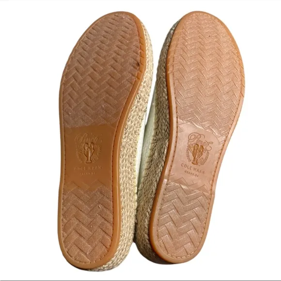 Cole Haan cloudfeel Women's White knit Metallic Espadrilles size 8 New