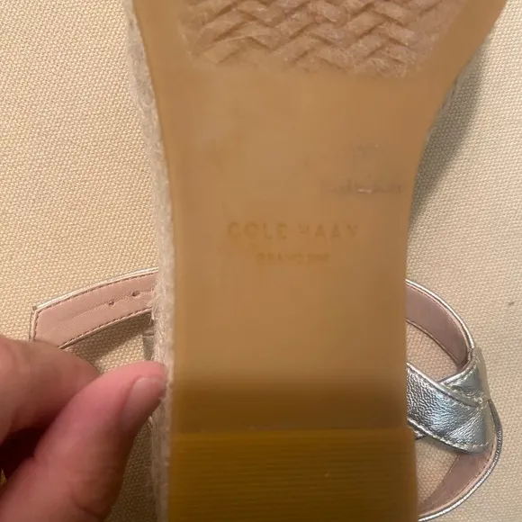Cole Haan CottonCream Sandals Cloudfeel Espadrille Wedge Size 8.5 Women New