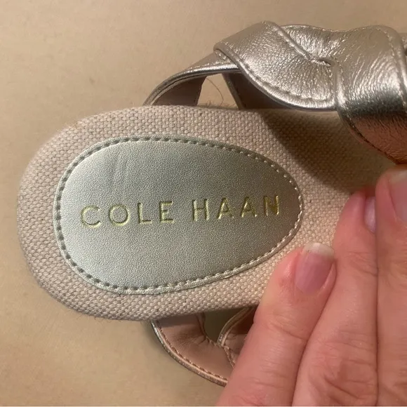 Cole Haan CottonCream Sandals Cloudfeel Espadrille Wedge Size 8.5 Women New