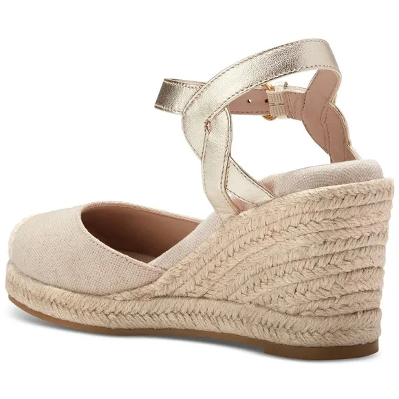 Cole Haan CottonCream Sandals Cloudfeel Espadrille Wedge Size 8.5 Women New