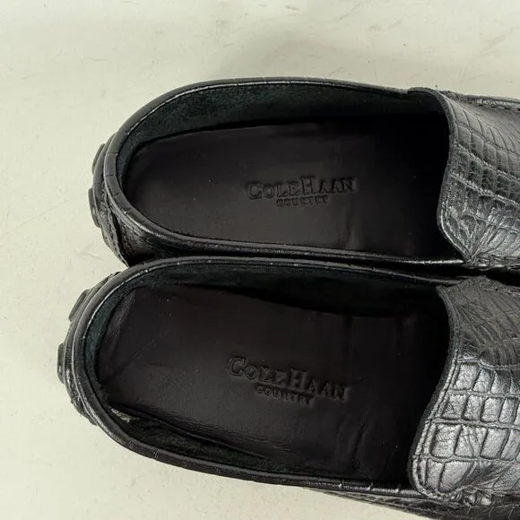 Cole Haan Country Loafers Men's 9 Triple Black Leather Low Top Slip-On Casual