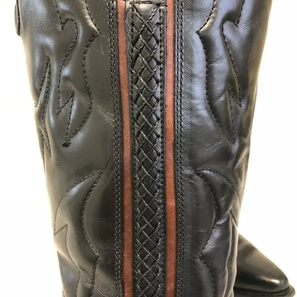 Cole Haan Cowboy Cowgirl Boots Black 6 EUC Leather
