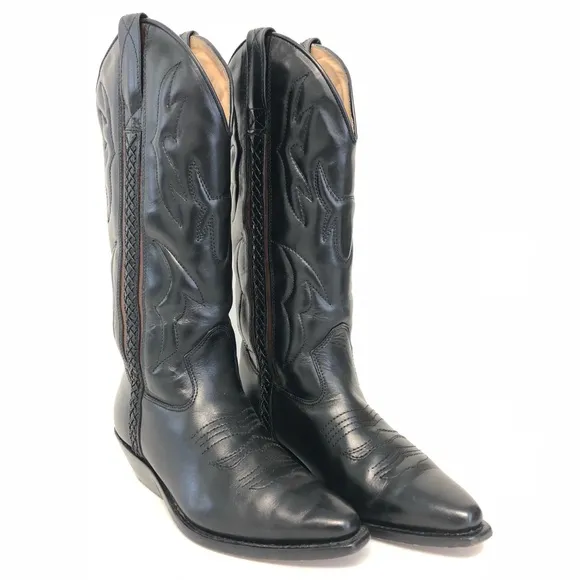 Cole Haan Cowboy Cowgirl Boots Black 6 EUC Leather