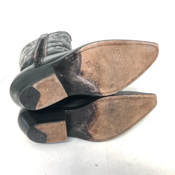Cole Haan Cowboy Cowgirl Boots Black 6 EUC Leather
