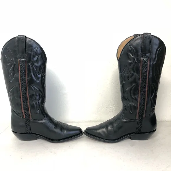 Cole Haan Cowboy Cowgirl Boots Black 6 EUC Leather