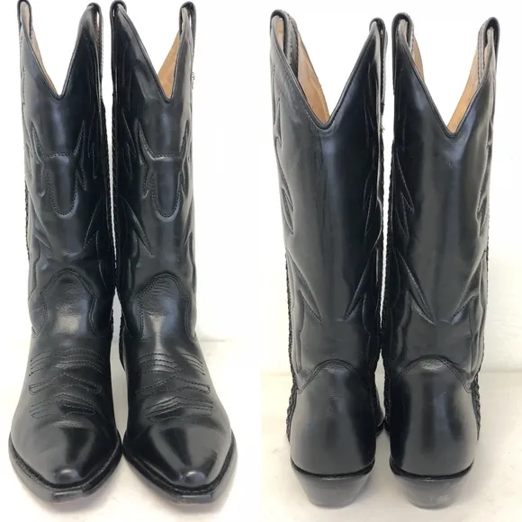 Cole Haan Cowboy Cowgirl Boots Black 6 EUC Leather