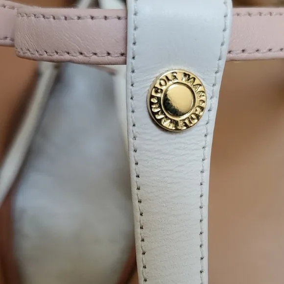 Cole Haan Flora White and Tan T-Strap Sandals