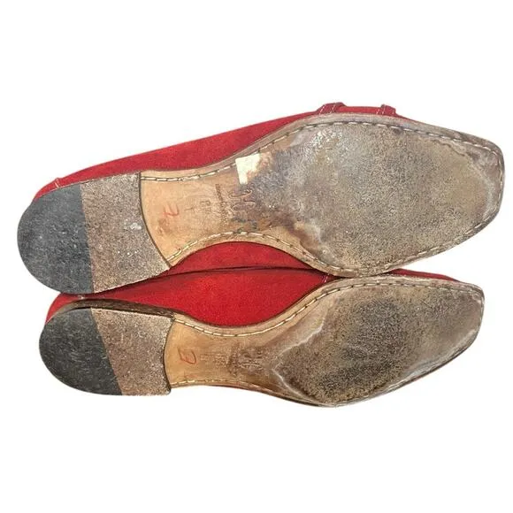 COLE HAAN Geneva Loafer in Red CH Lava Suede w/Ring &amp; Stud Detail Women’s Sz 8.5
